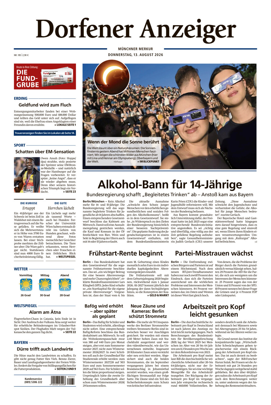 Dorfener Anzeiger vom Donnerstag, 13.08.2026