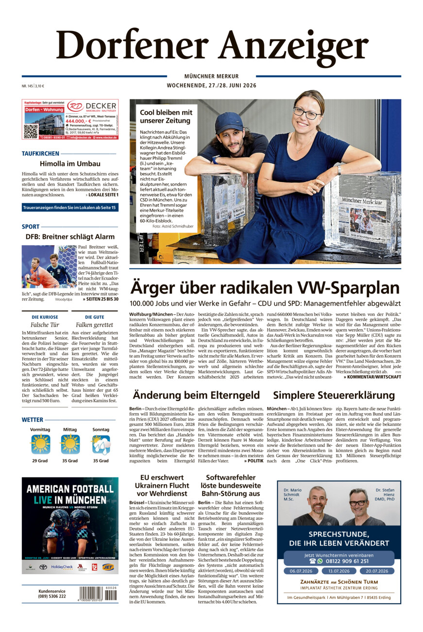 Dorfener Anzeiger vom Samstag, 27.06.2026