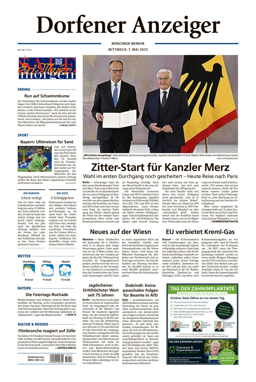 Dorfener Anzeiger vom Mittwoch, 07.05.2025