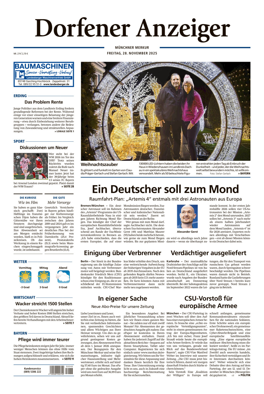 Dorfener Anzeiger vom Freitag, 28.11.2025