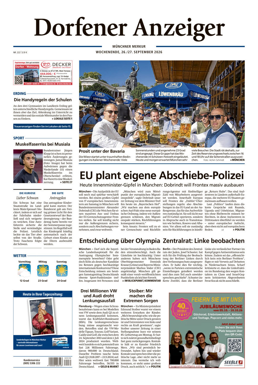 Dorfener Anzeiger vom Samstag, 26.09.2026