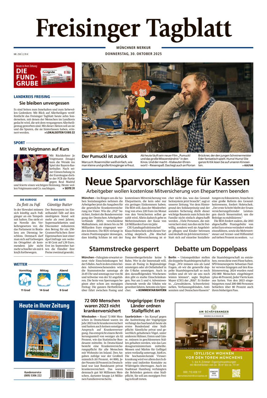 Freisinger Tagblatt vom Donnerstag, 30.10.2025