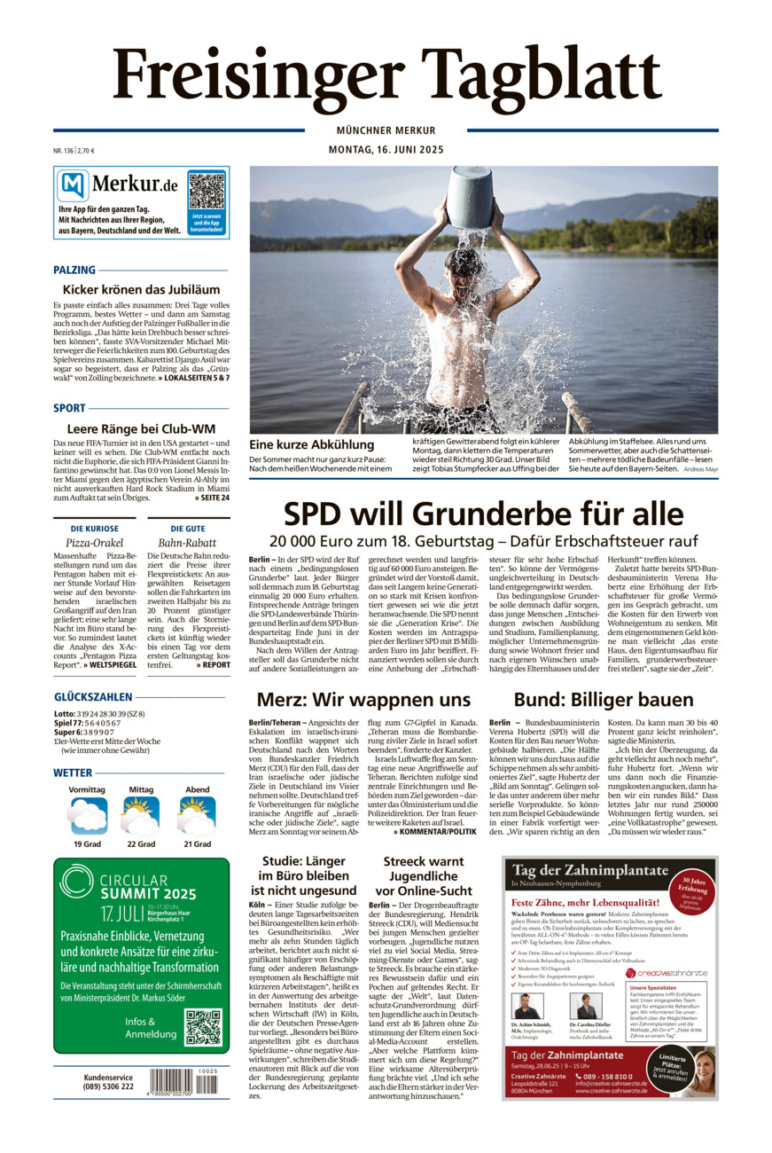 Freisinger Tagblatt vom Montag, 16.06.2025