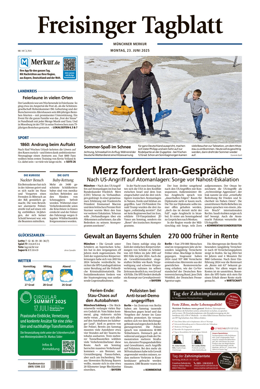 Freisinger Tagblatt vom Montag, 23.06.2025