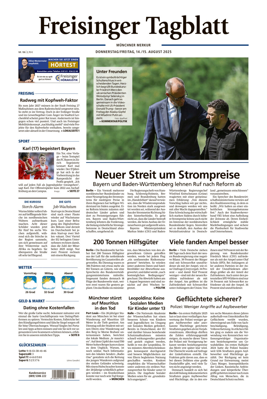 Freisinger Tagblatt vom Donnerstag, 14.08.2025