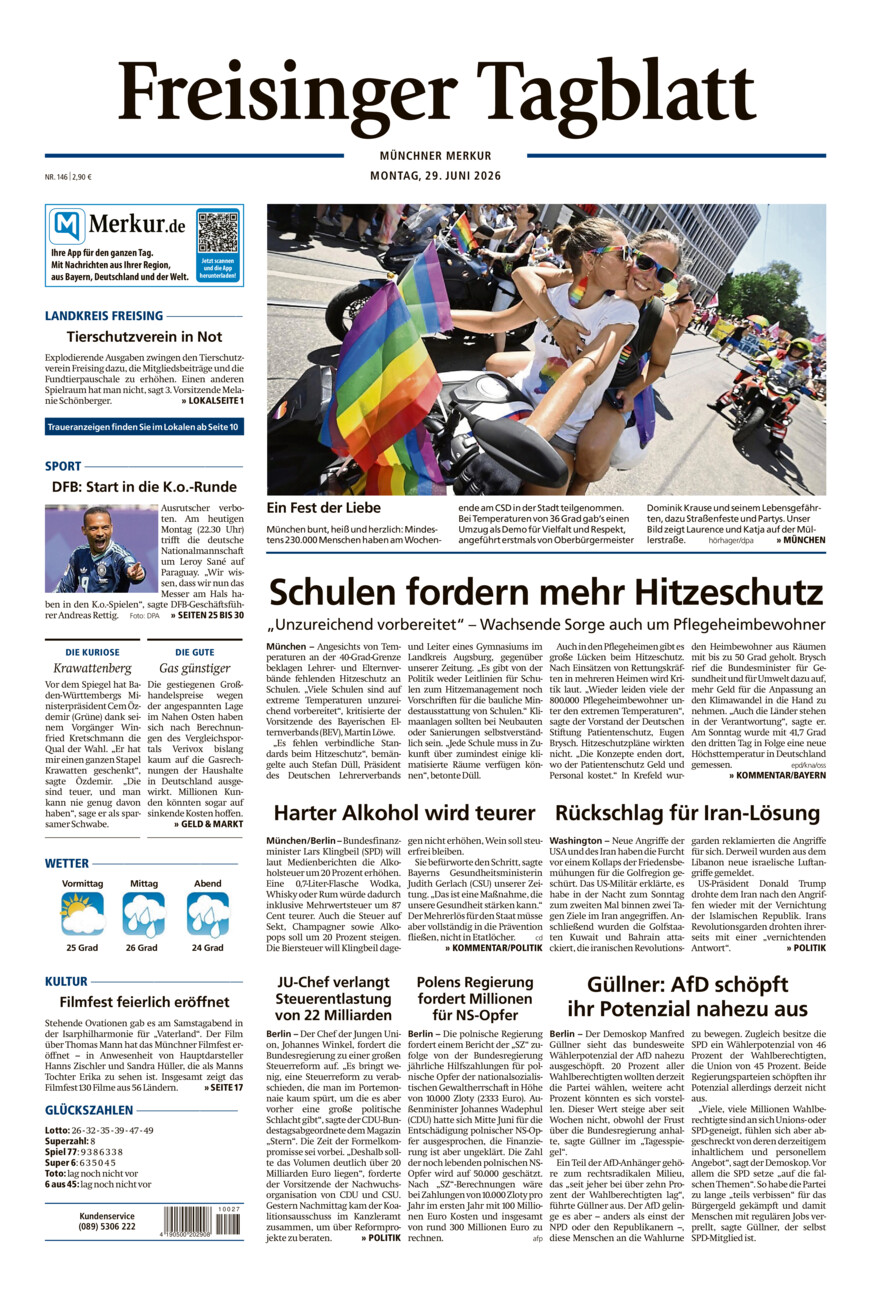 Freisinger Tagblatt vom Montag, 29.06.2026