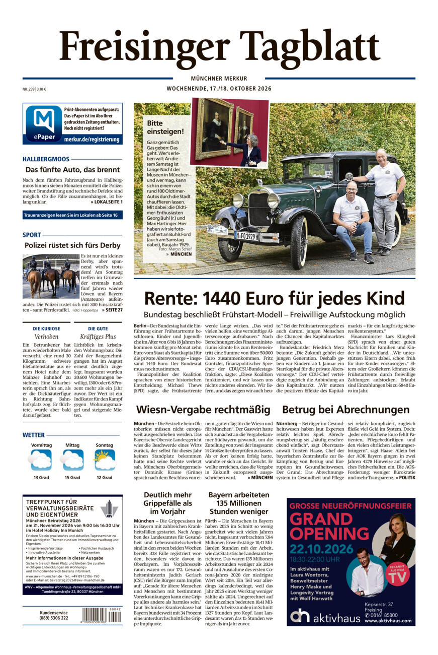 Freisinger Tagblatt vom Samstag, 17.10.2026