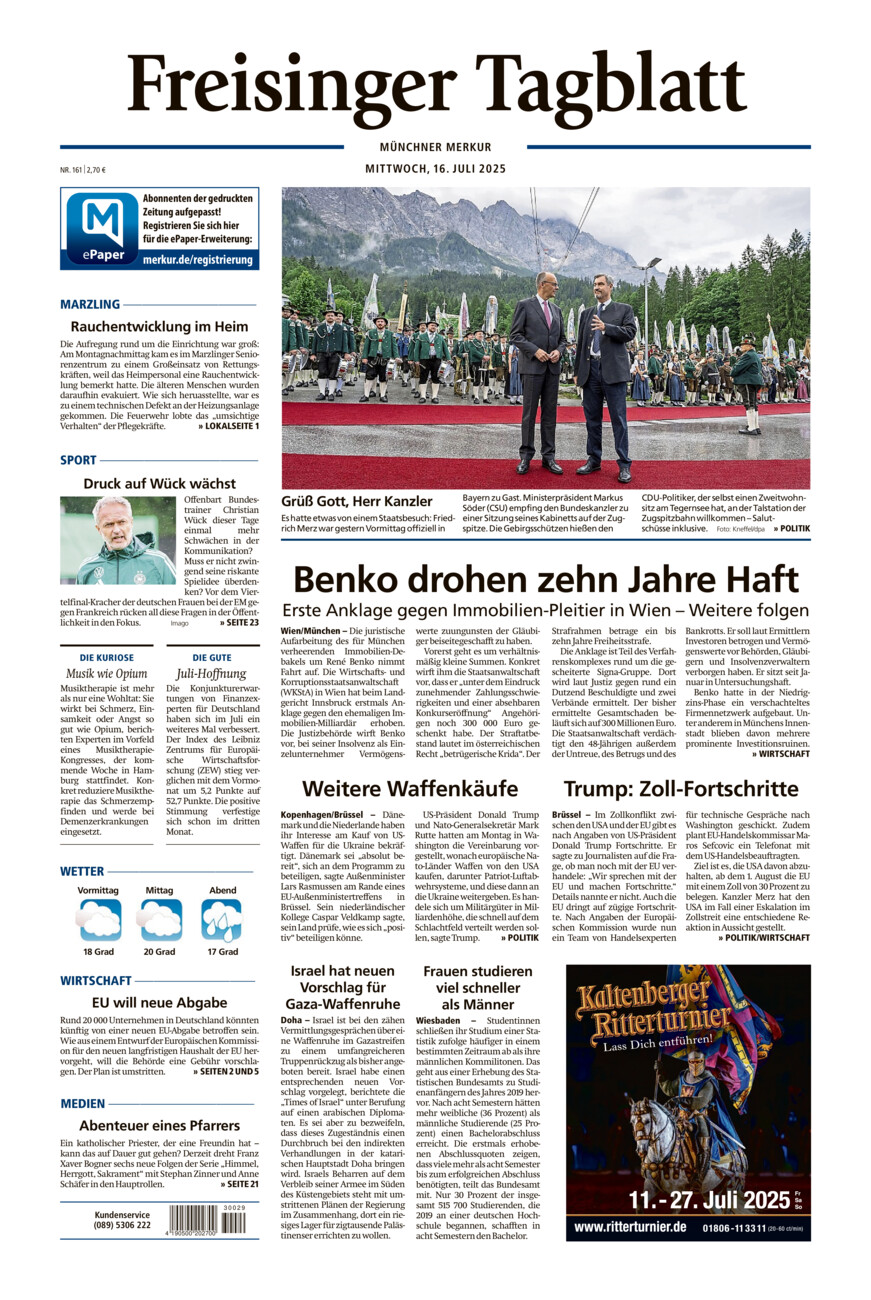 Freisinger Tagblatt vom Mittwoch, 16.07.2025