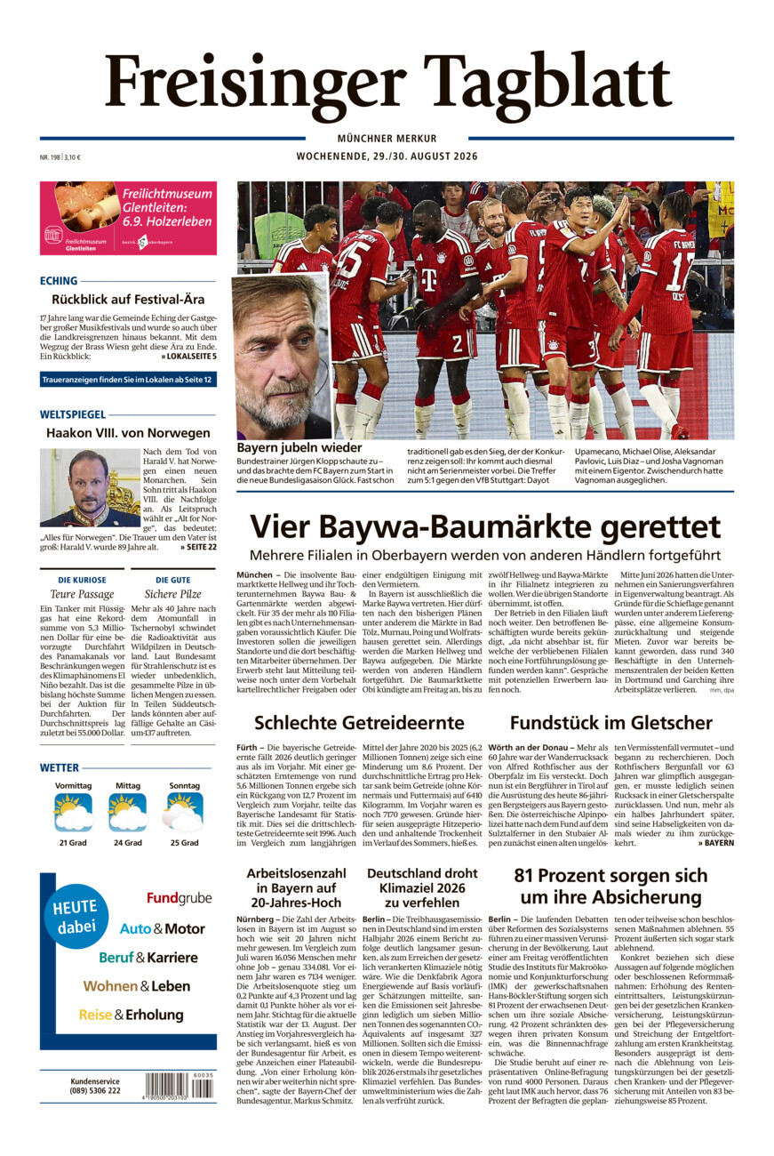 Freisinger Tagblatt vom Samstag, 29.08.2026