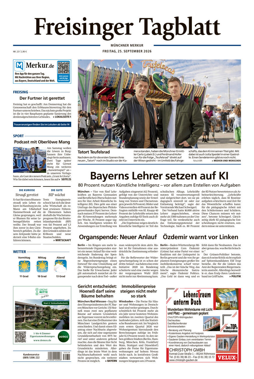 Freisinger Tagblatt vom Freitag, 25.09.2026