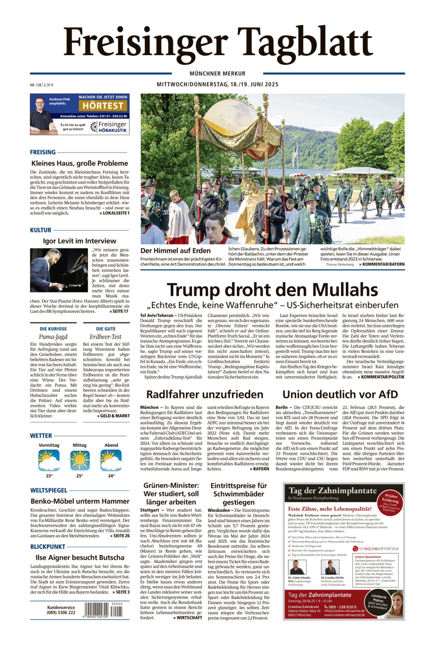 Freisinger Tagblatt vom Mittwoch, 18.06.2025