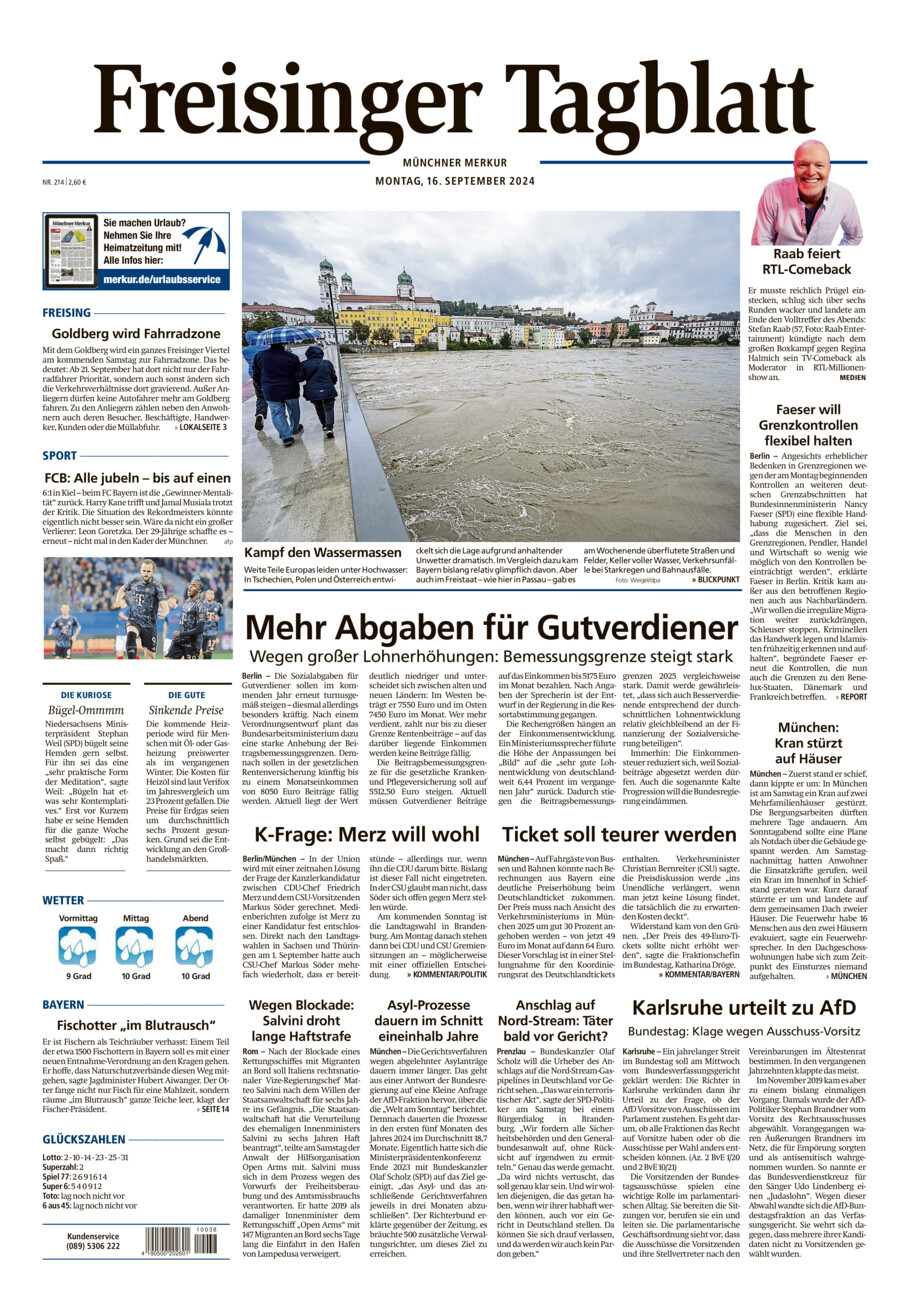 Freisinger Tagblatt vom Montag, 16.09.2024