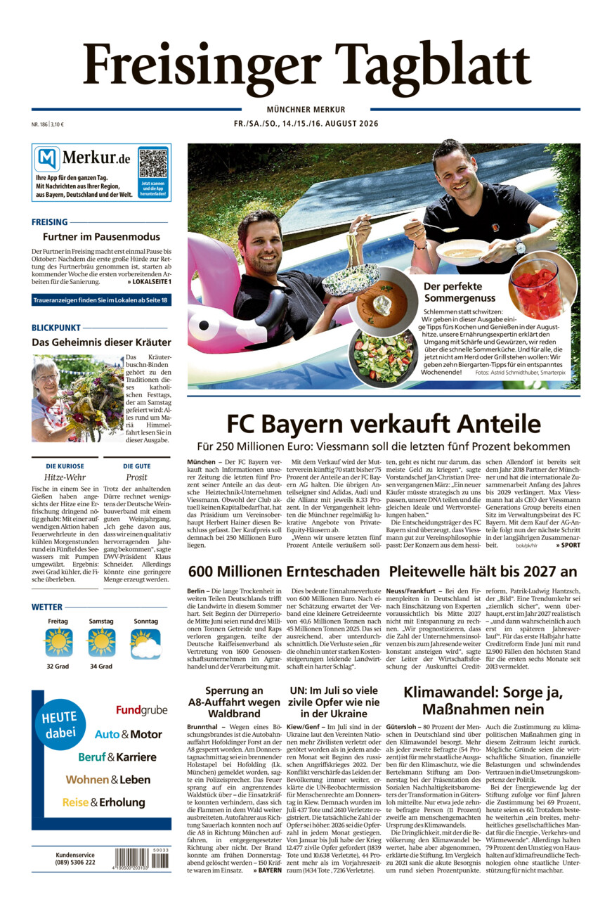 Freisinger Tagblatt vom Freitag, 14.08.2026
