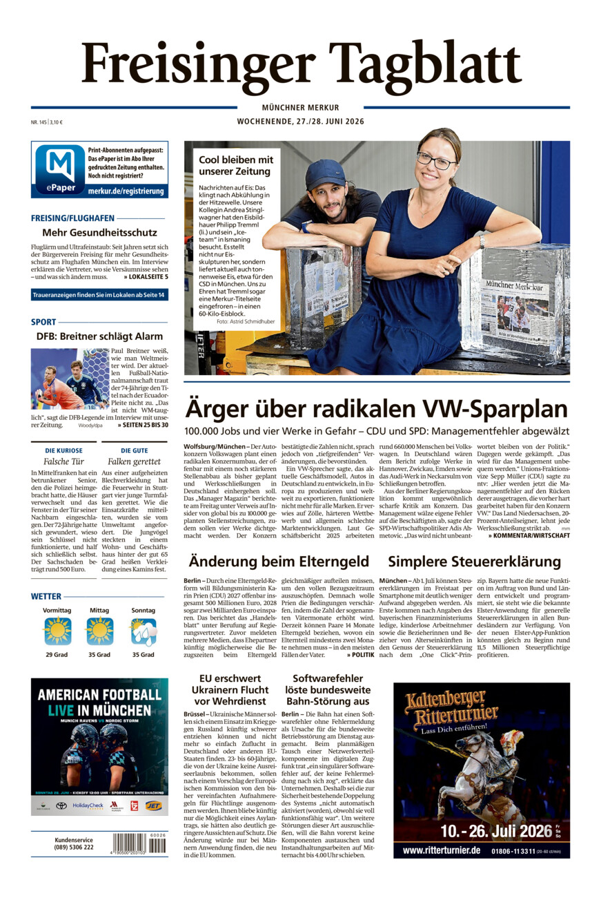 Freisinger Tagblatt vom Samstag, 27.06.2026