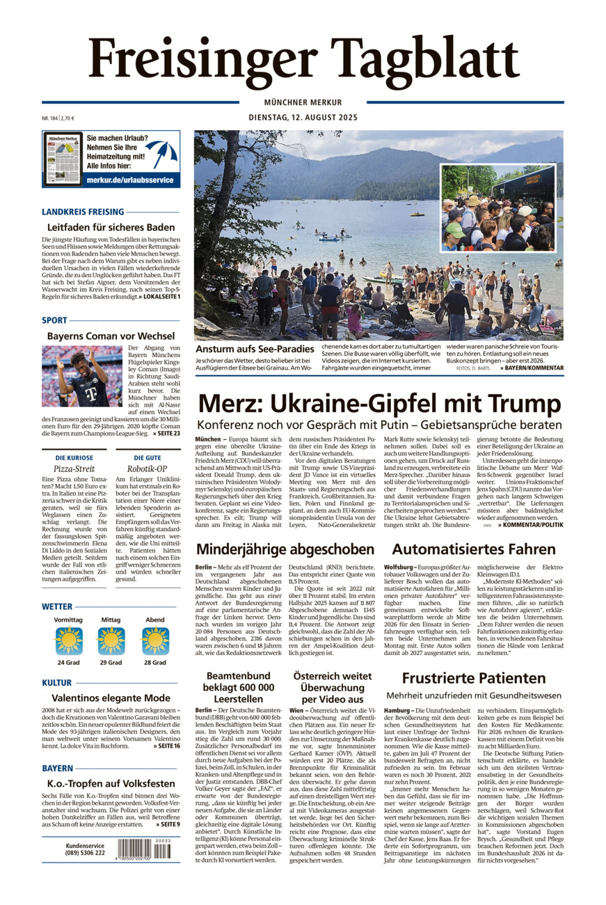 Freisinger Tagblatt vom Dienstag, 12.08.2025