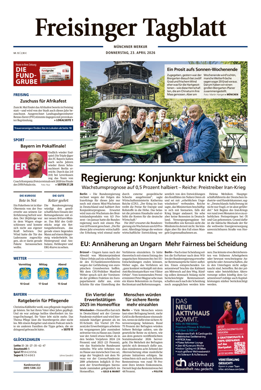 Freisinger Tagblatt vom Donnerstag, 23.04.2026