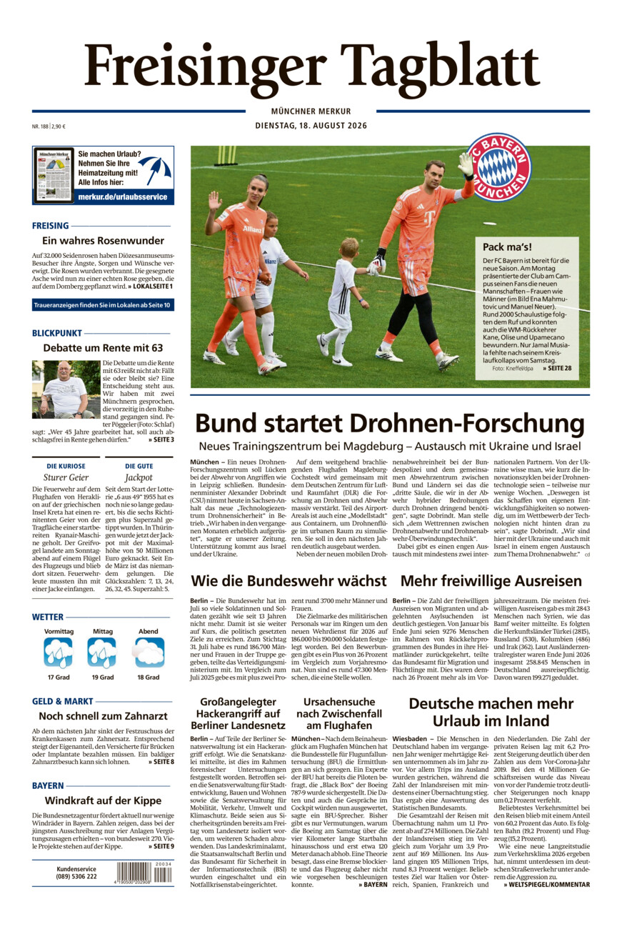 Freisinger Tagblatt vom Dienstag, 18.08.2026
