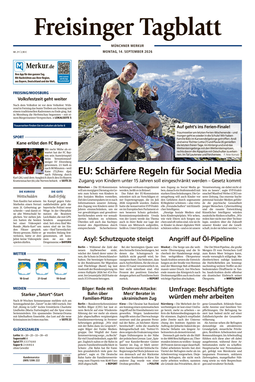 Freisinger Tagblatt vom Montag, 14.09.2026