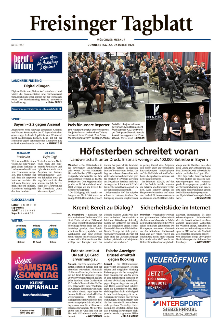 Freisinger Tagblatt vom Donnerstag, 22.10.2026