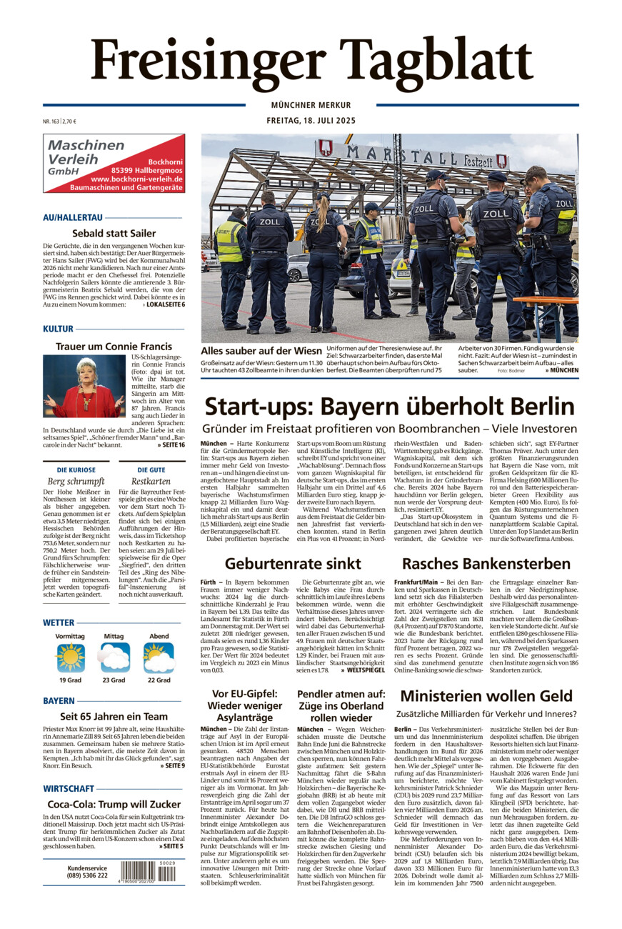 Freisinger Tagblatt vom Freitag, 18.07.2025