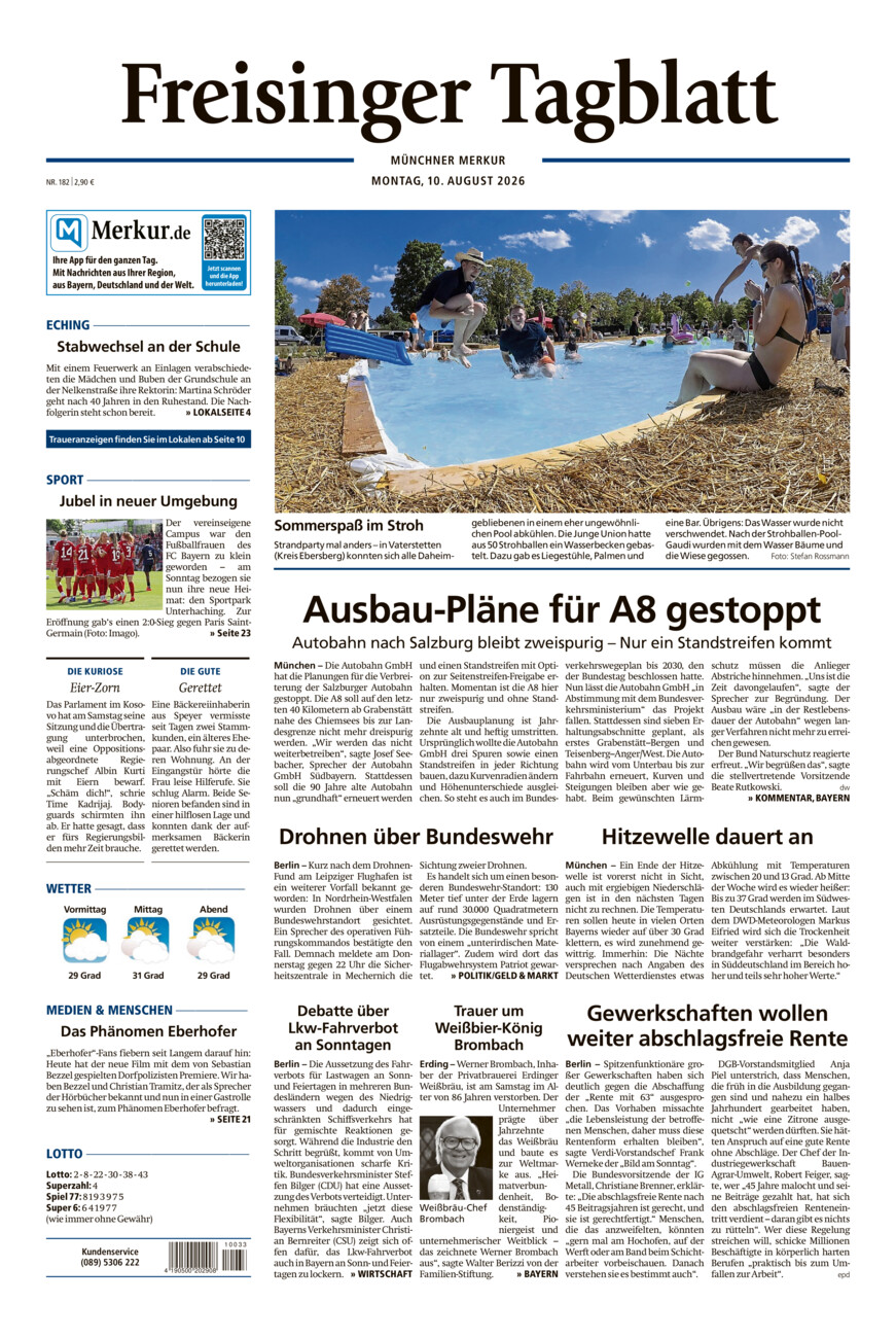 Freisinger Tagblatt vom Montag, 10.08.2026