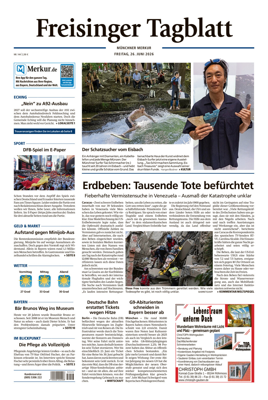 Freisinger Tagblatt vom Freitag, 26.06.2026