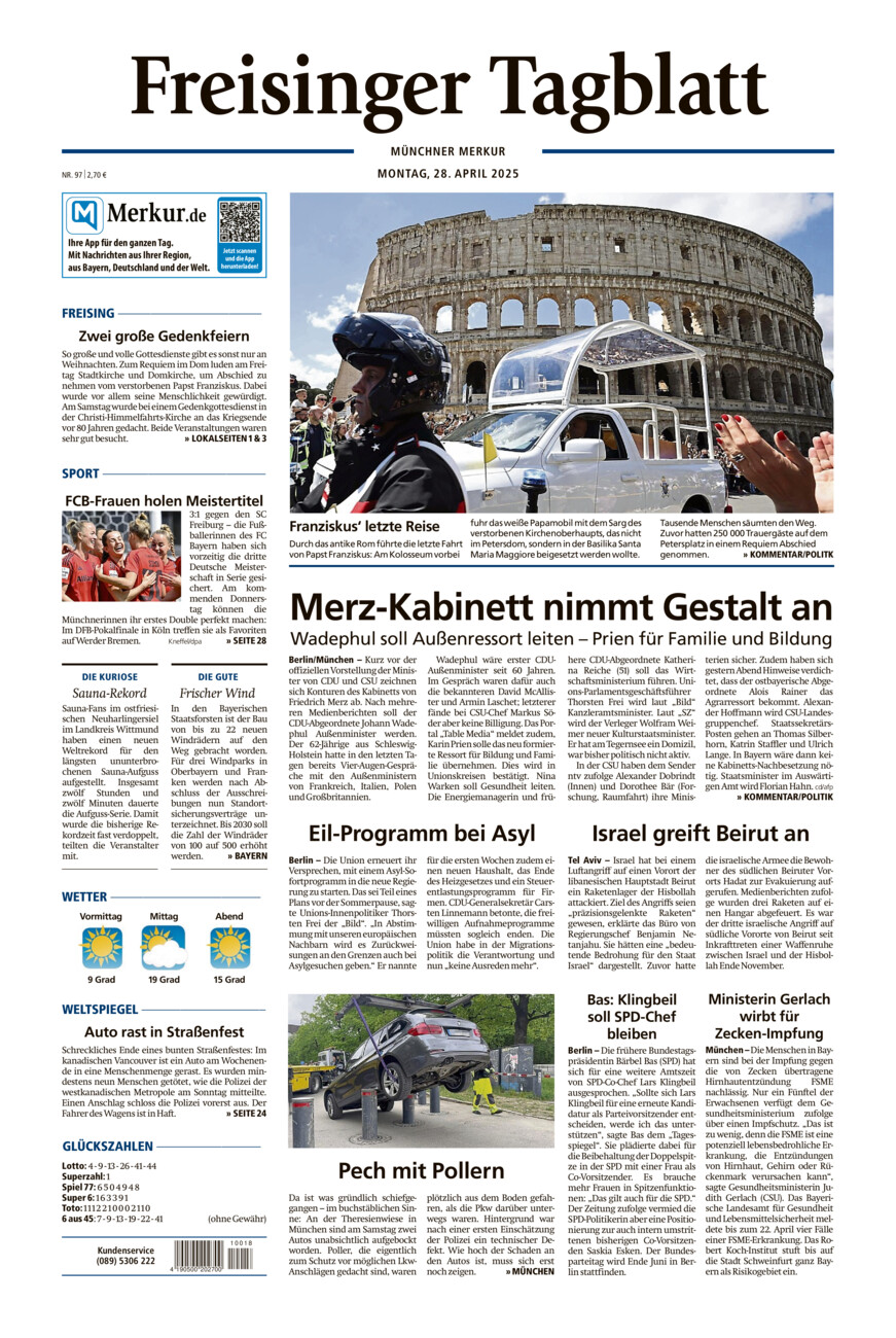 Freisinger Tagblatt vom Montag, 28.04.2025