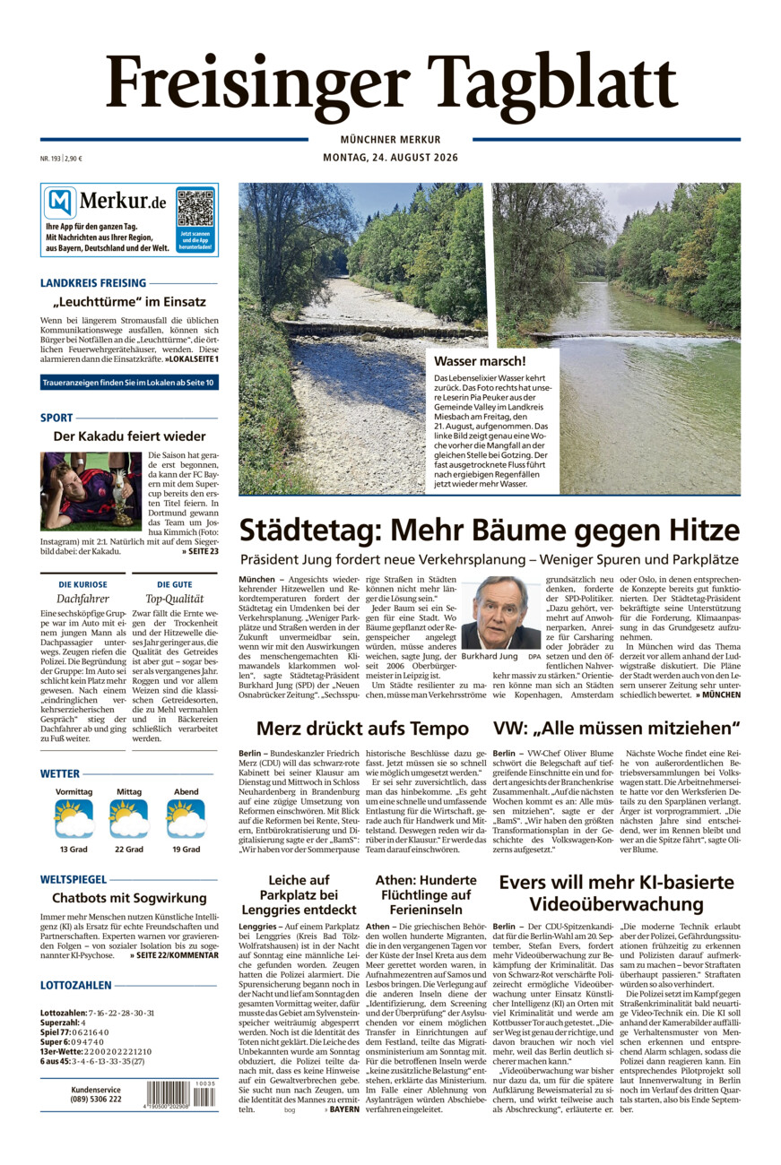 Freisinger Tagblatt vom Montag, 24.08.2026