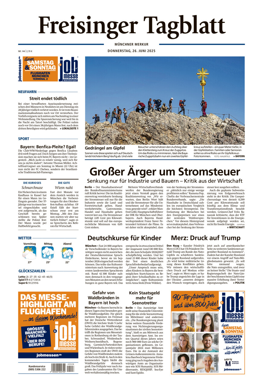 Freisinger Tagblatt vom Donnerstag, 26.06.2025