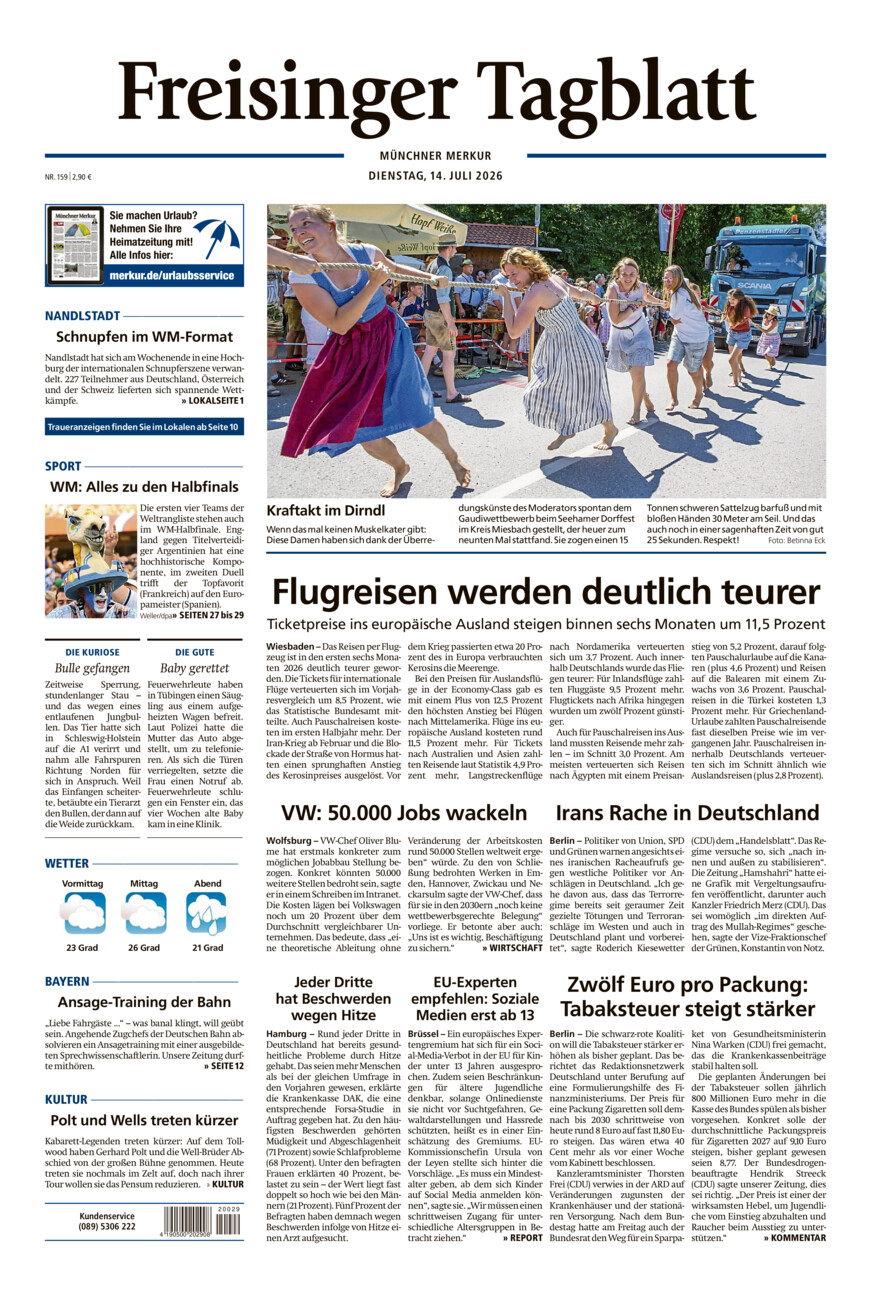 Freisinger Tagblatt vom Dienstag, 14.07.2026