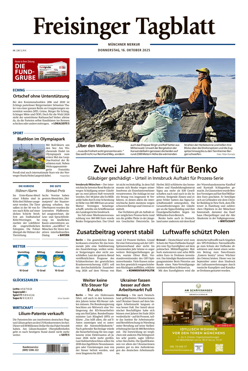 Freisinger Tagblatt vom Donnerstag, 16.10.2025