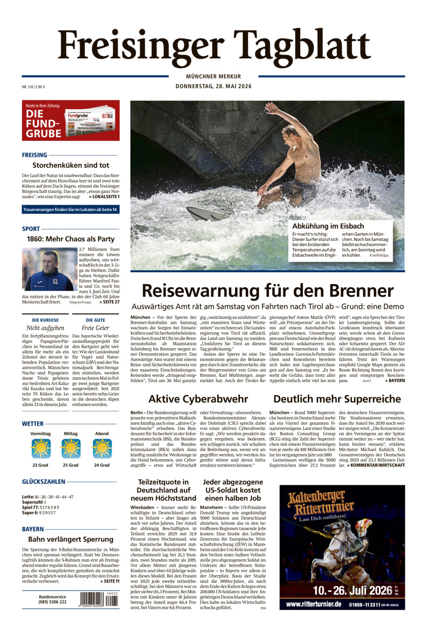 Freisinger Tagblatt vom Donnerstag, 28.05.2026