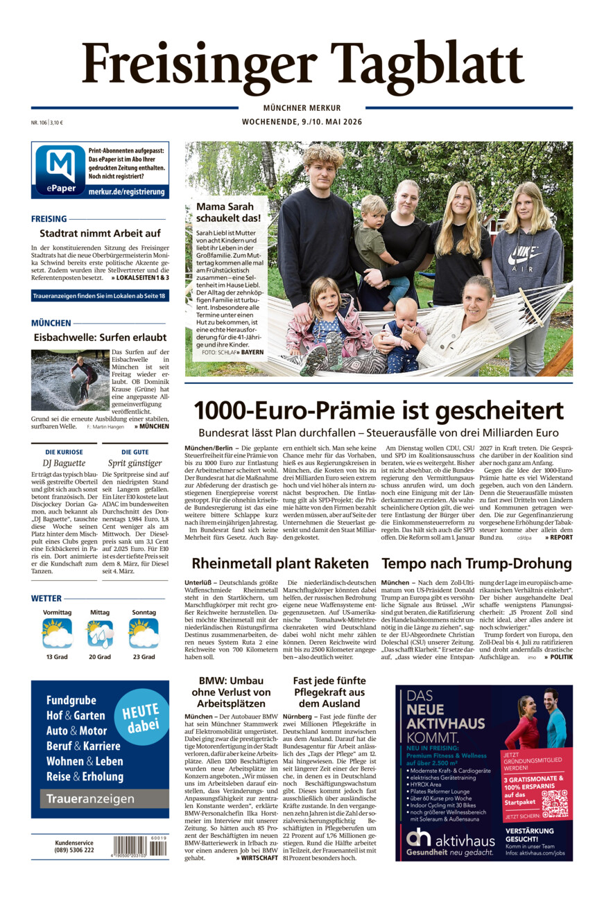 Freisinger Tagblatt vom Samstag, 09.05.2026