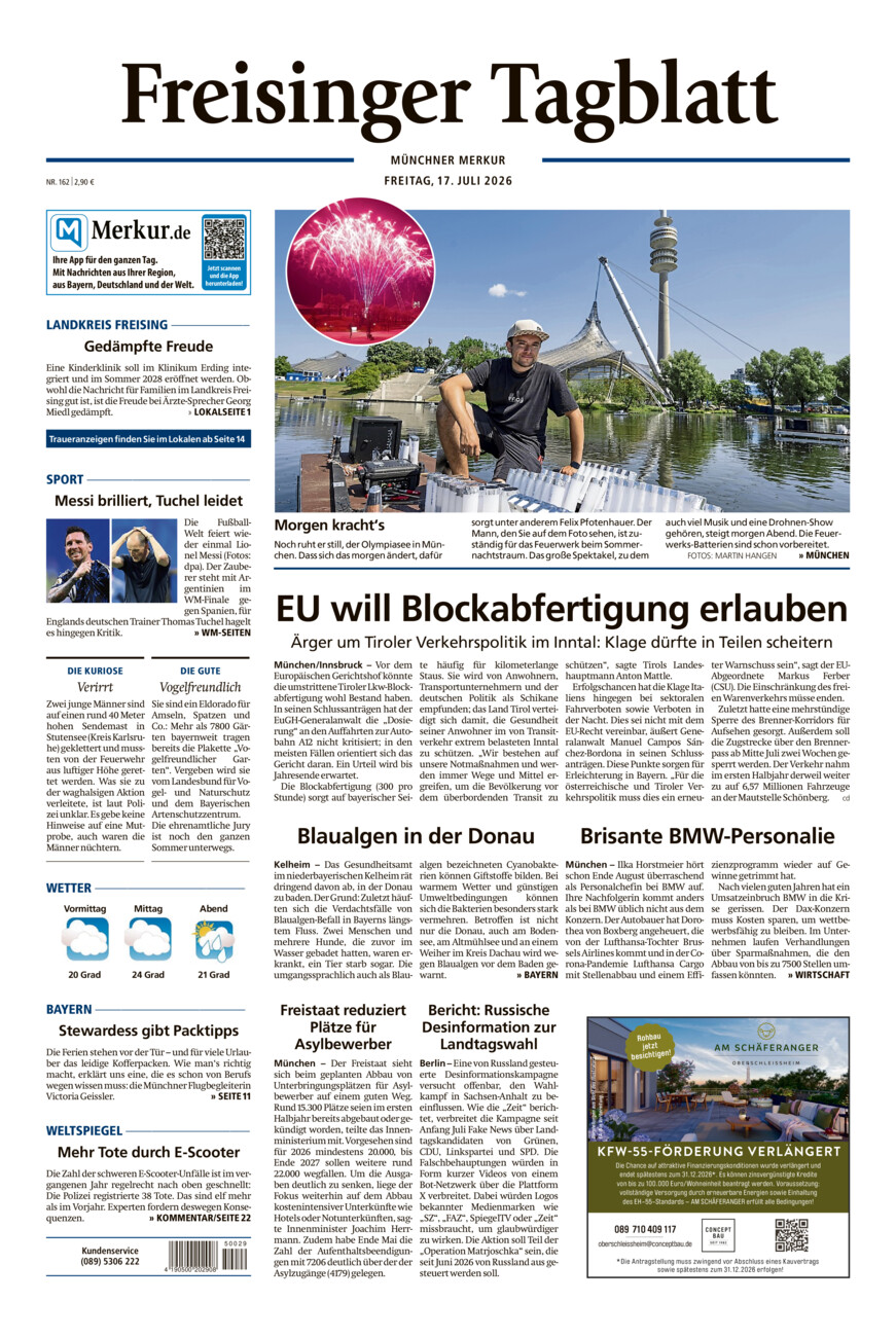 Freisinger Tagblatt vom Freitag, 17.07.2026