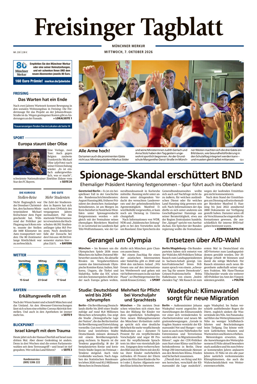 Freisinger Tagblatt vom Mittwoch, 07.10.2026