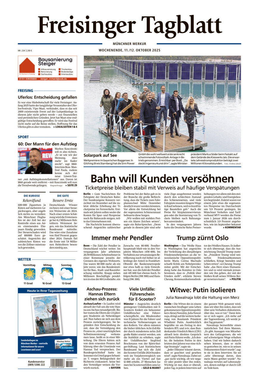 Freisinger Tagblatt vom Samstag, 11.10.2025