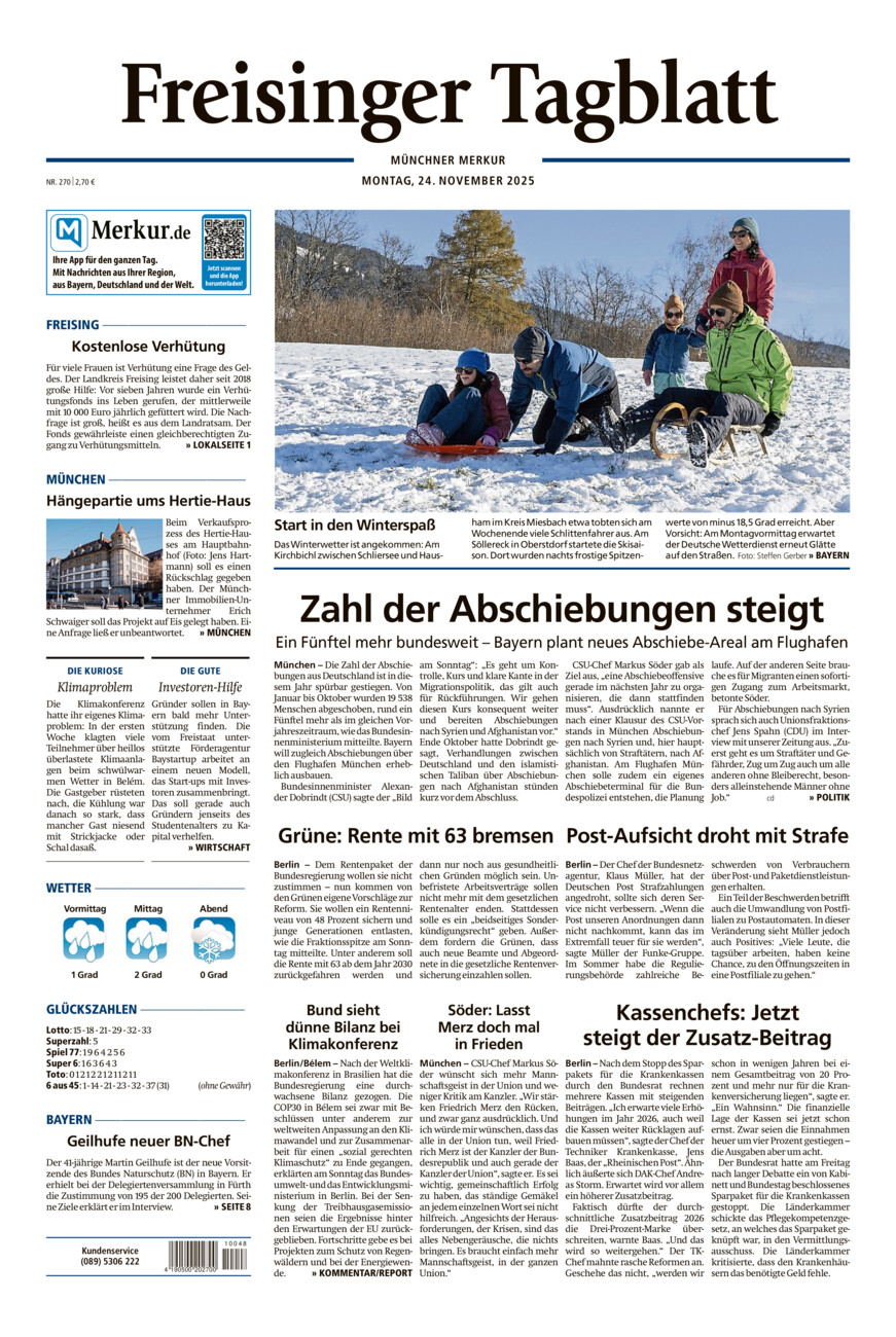 Freisinger Tagblatt vom Montag, 24.11.2025