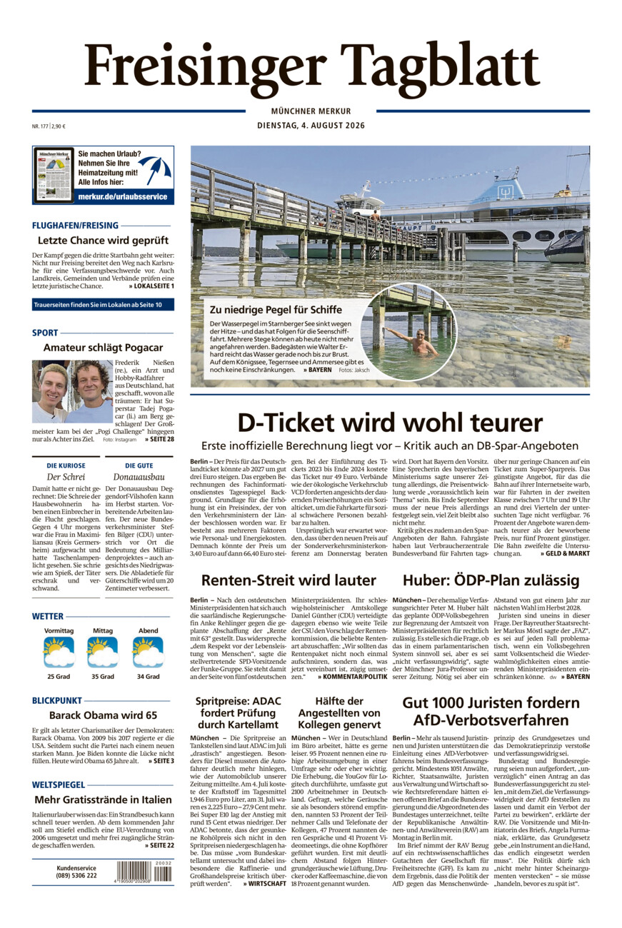Freisinger Tagblatt vom Dienstag, 04.08.2026
