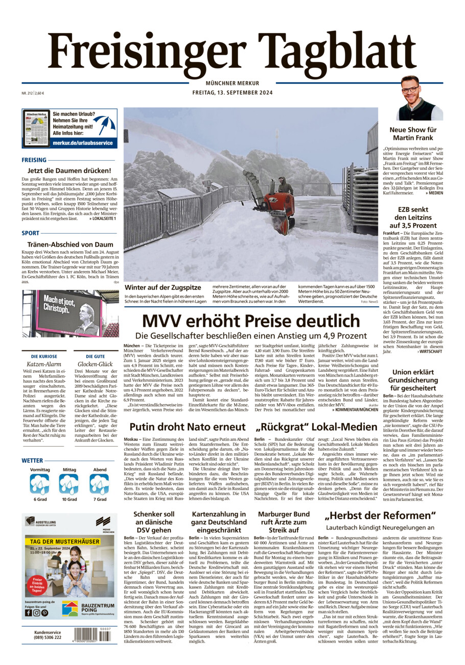 Freisinger Tagblatt vom Freitag, 13.09.2024