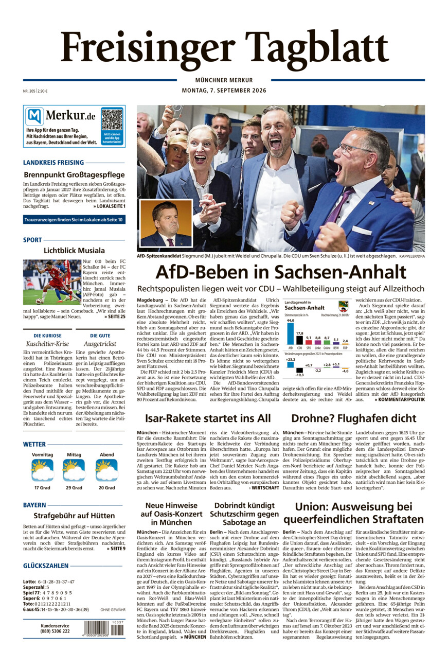 Freisinger Tagblatt vom Montag, 07.09.2026