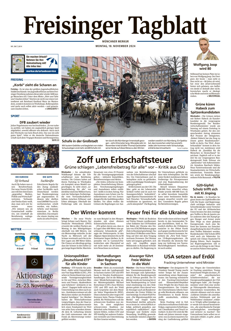 Freisinger Tagblatt vom Montag, 18.11.2024