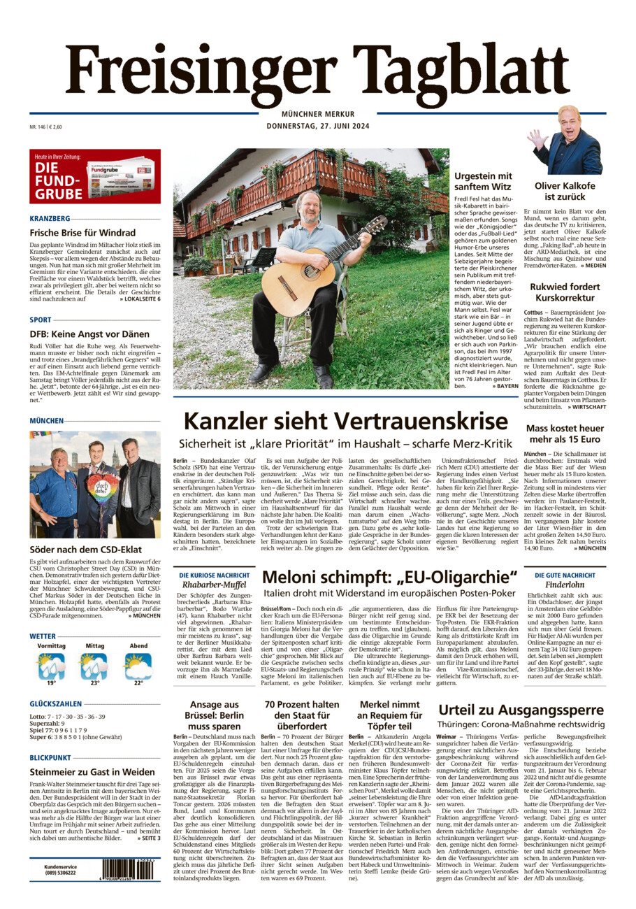 Freisinger Tagblatt vom Donnerstag, 27.06.2024