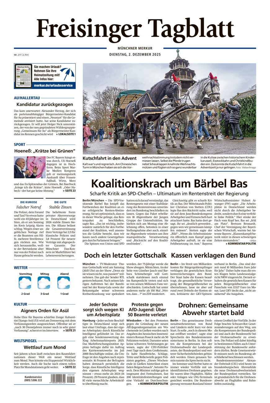 Freisinger Tagblatt vom Dienstag, 02.12.2025
