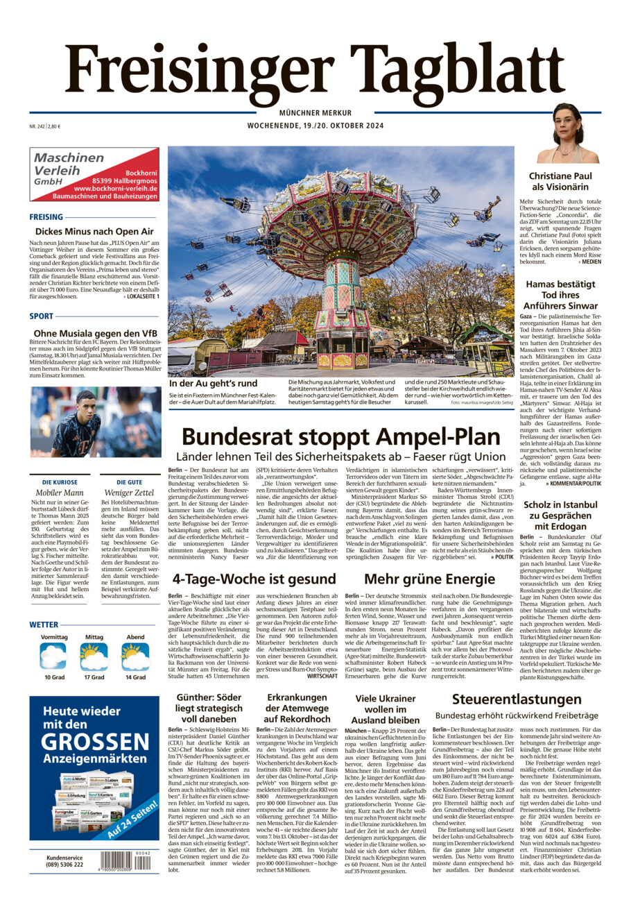 Freisinger Tagblatt vom Samstag, 19.10.2024