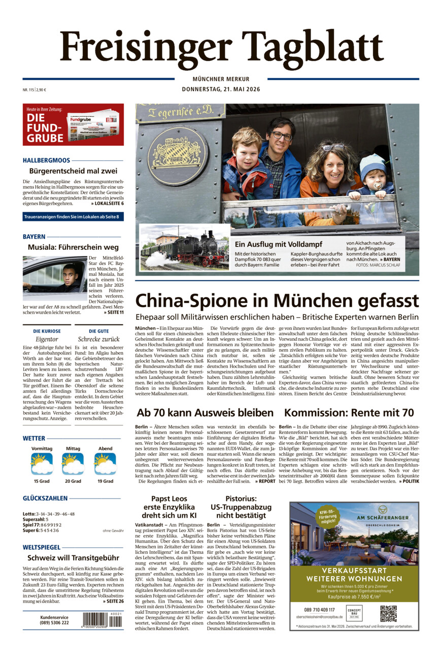 Freisinger Tagblatt vom Donnerstag, 21.05.2026