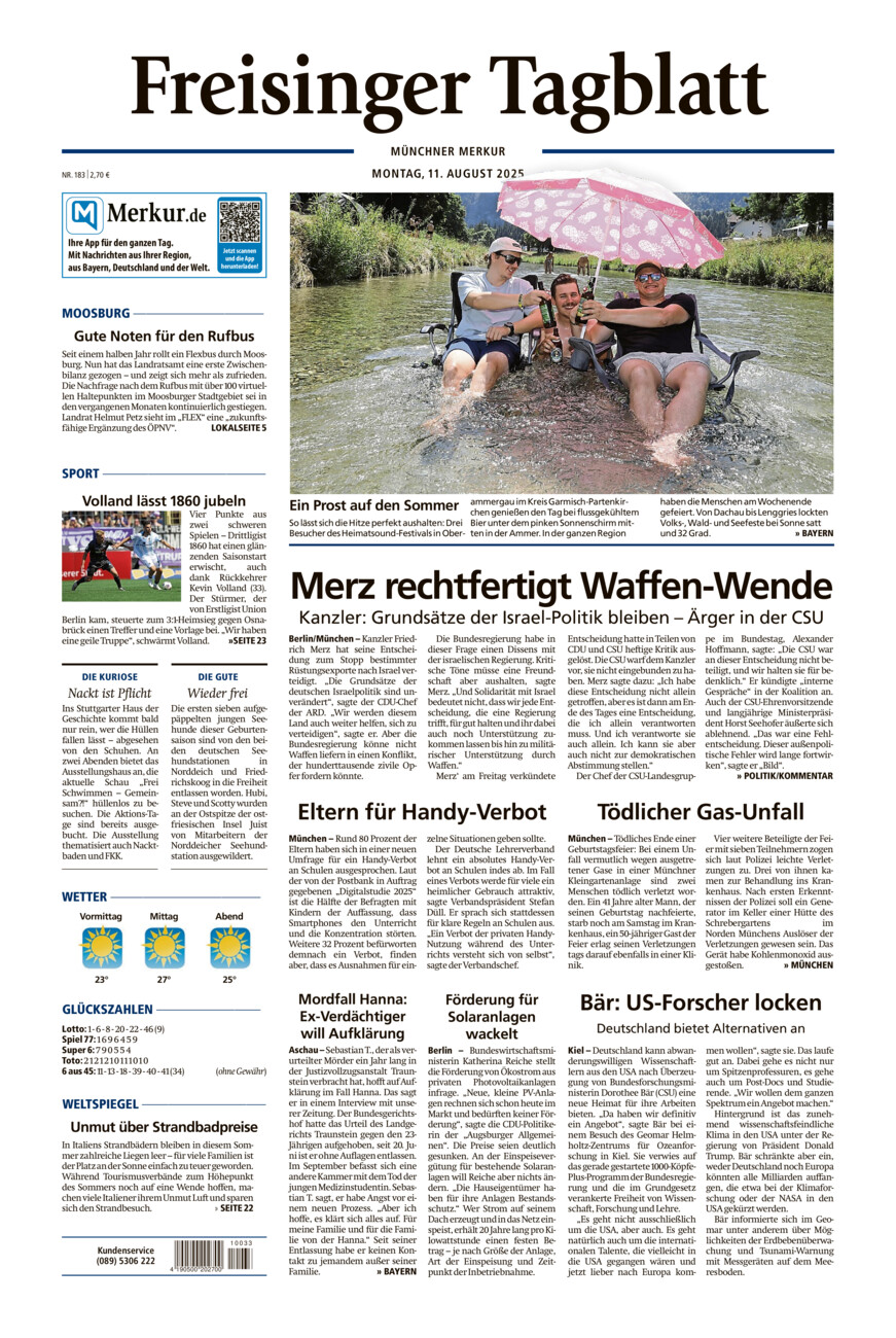 Freisinger Tagblatt vom Montag, 11.08.2025