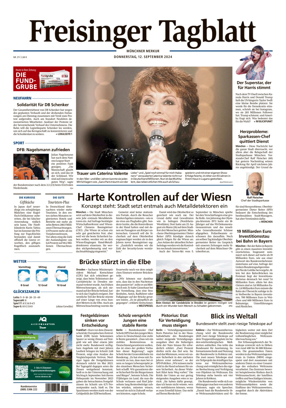 Freisinger Tagblatt vom Donnerstag, 12.09.2024