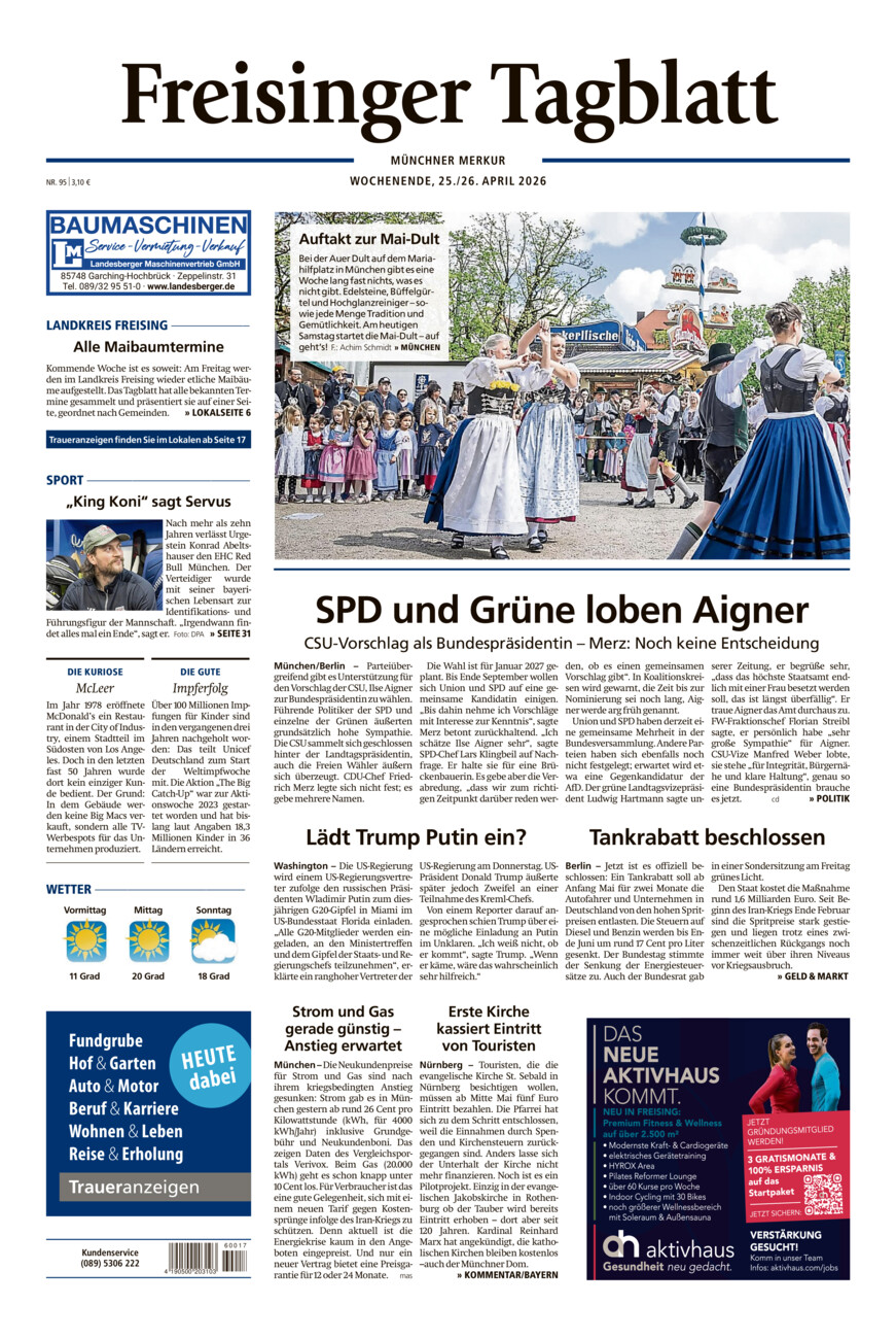 Freisinger Tagblatt vom Samstag, 25.04.2026