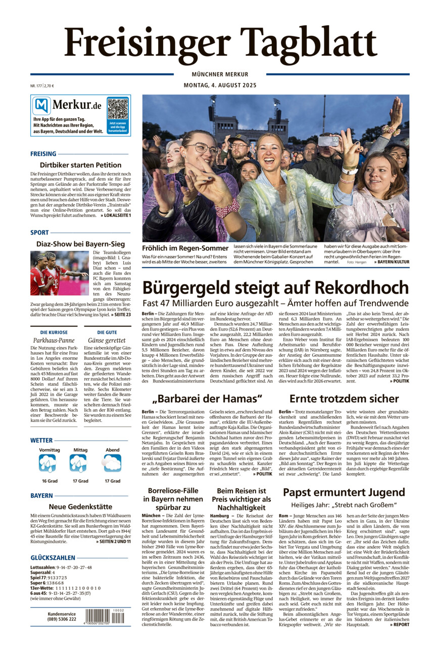 Freisinger Tagblatt vom Montag, 04.08.2025