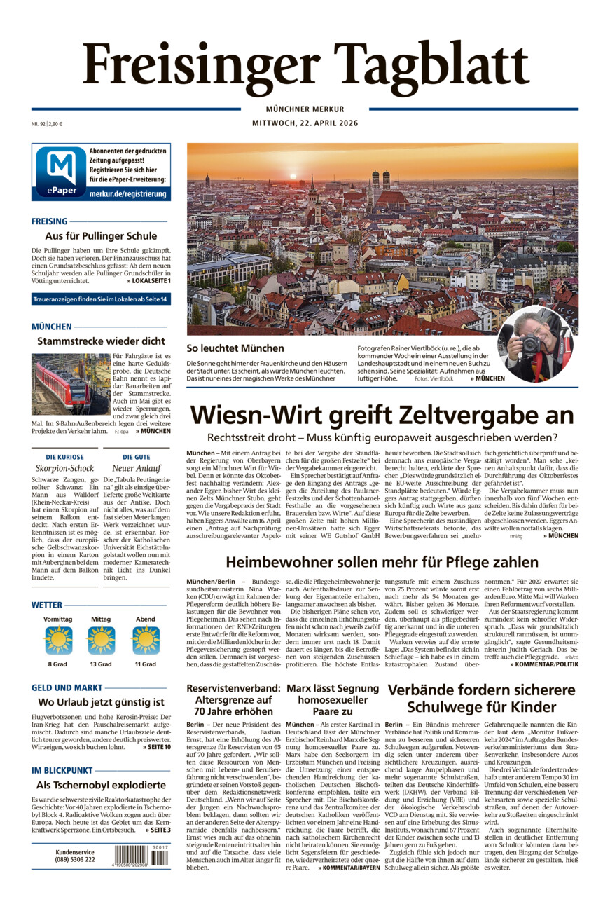 Freisinger Tagblatt vom Mittwoch, 22.04.2026